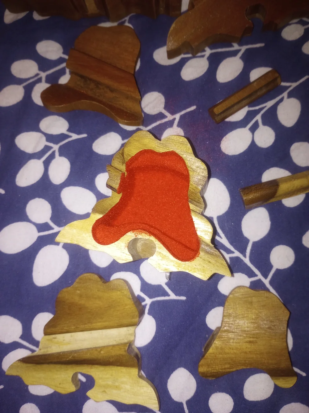 Two Handmade Puzzle Wooden Frog Trinket Boxes